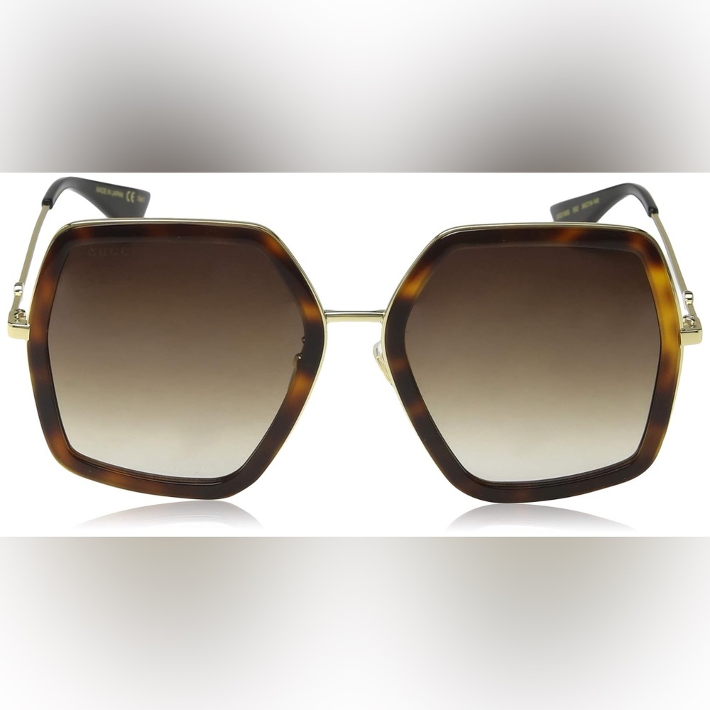 Gucci oversized Square Sunglasses GG0106S 002 Gold/Havana 56mm 0106